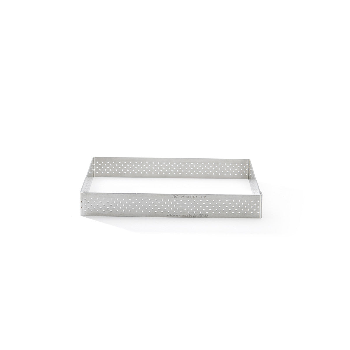 Square De buyer tart ring with perforated design on a white background
