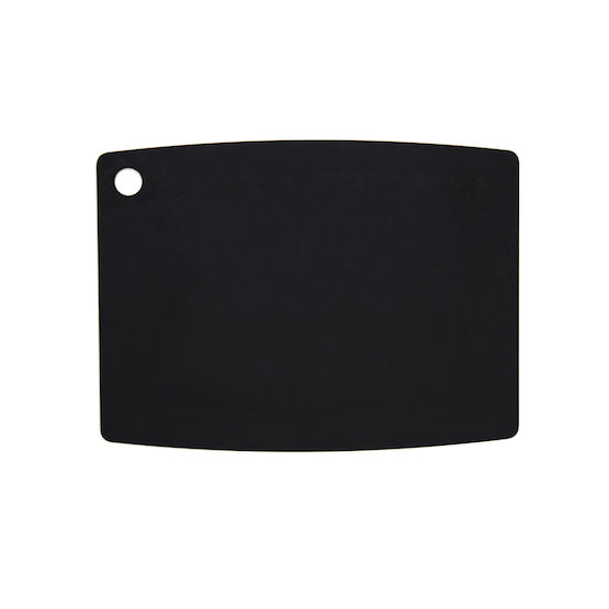 Back of Epicurean black gourmet series cutting board on a white background