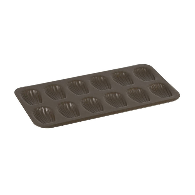 Black rectangular Gobel non stick Madeleine pan on a white background