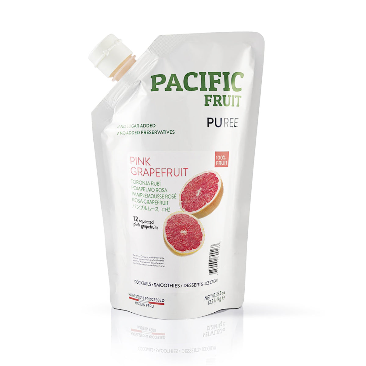 Pacific Fruit Pink Grapefruit Puree packaging on a white background