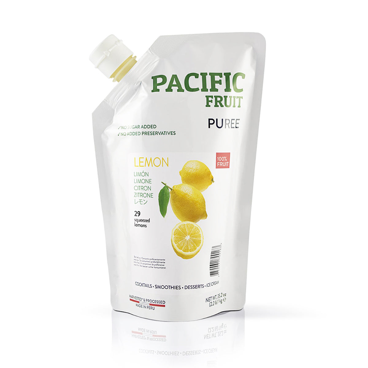 Pacific Fruit Lemon Puree pouch on a white background