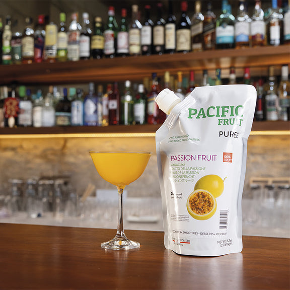 Pacific Fruit Passion Fruit cocktail on a bar counter