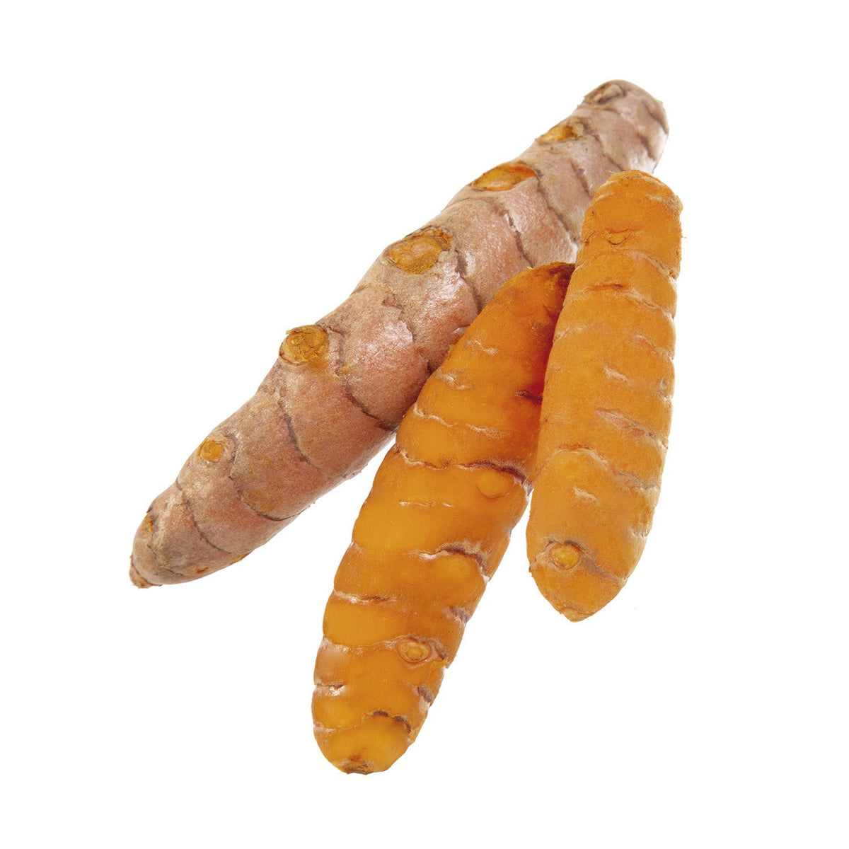 Turmeric root on a white background