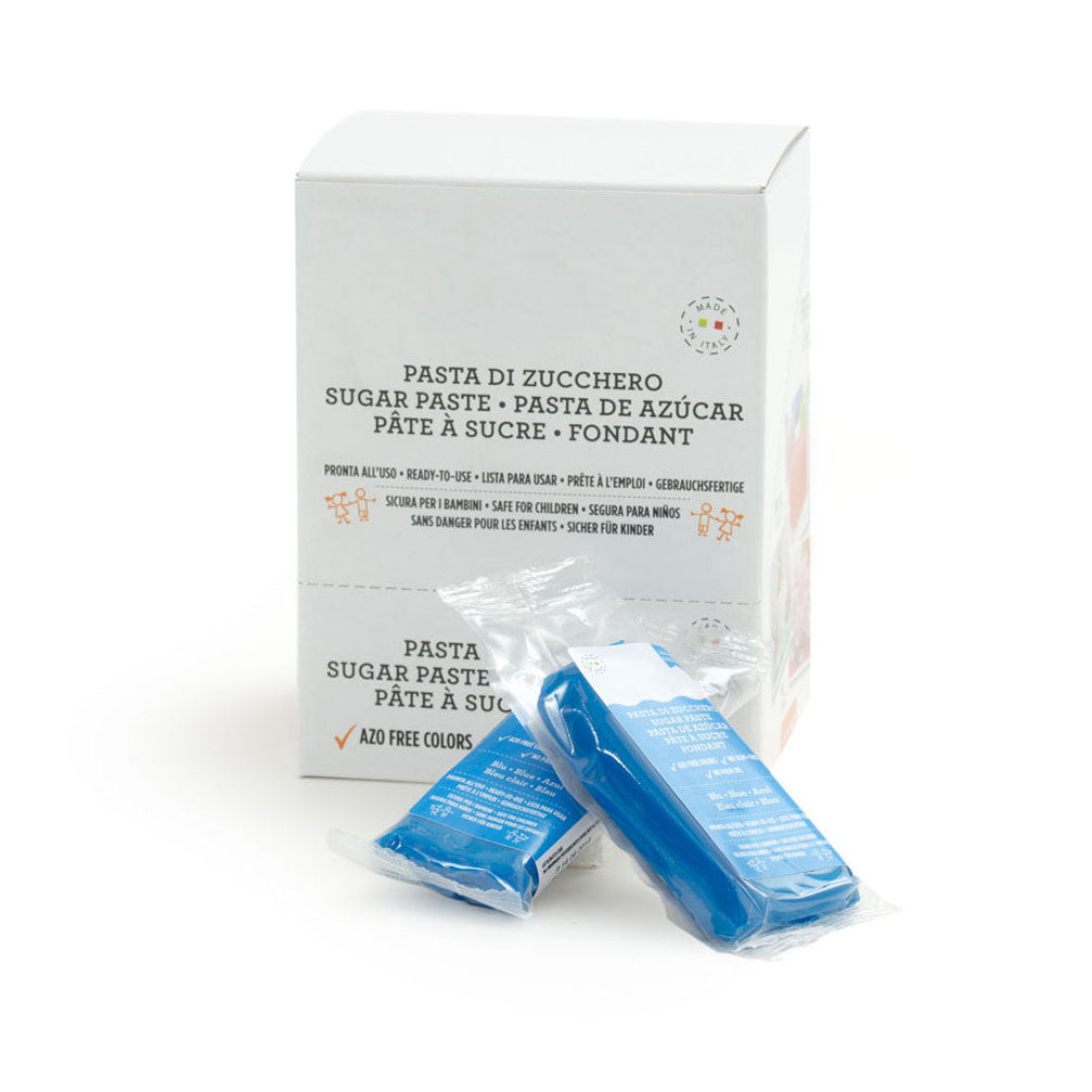 Blue rolled fondant by Gusta Supplies for cake decorating, 100g pack