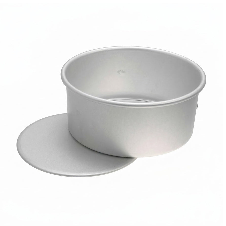 Sanneng Anodized Deep Round Cake Pan with removable bottom on a white background