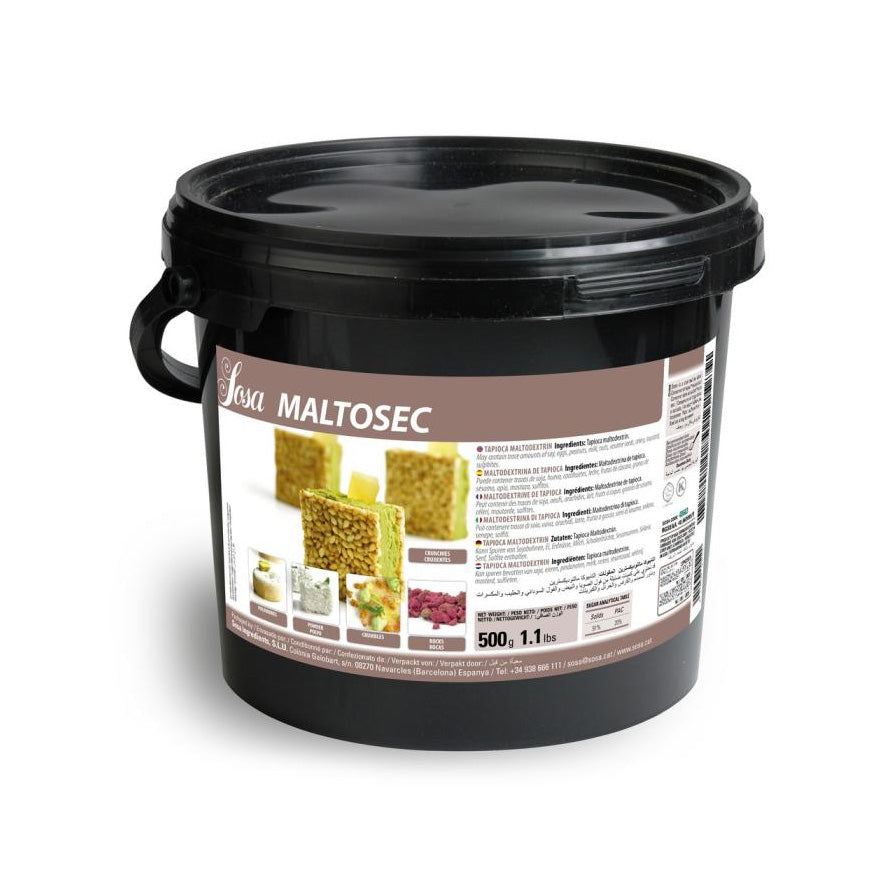 Black bucket labeled 'Sosa Maltosec' on a white background