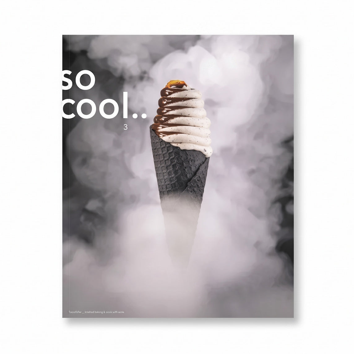 Ice cream cone with smoke effect and 'so cool' text on a white background