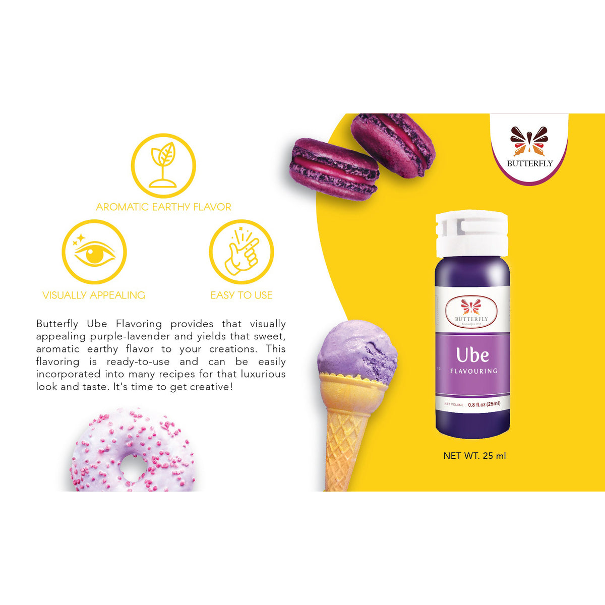 BUTTERFLY "Ube" Purple Yam Paste Flavouring, 25ml