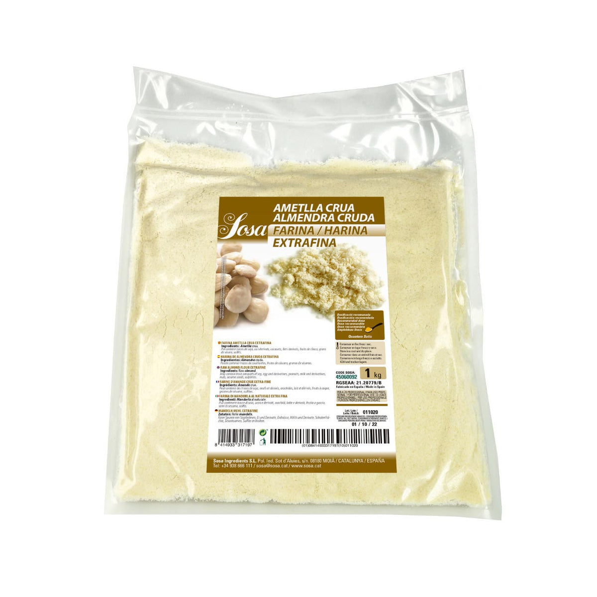 SOSA Marcona Almond Powder, Extra Fine Raw Flour, 1kg Gusta Supplies