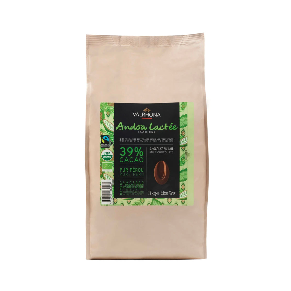 VALRHONA Andoa Lactee 39%, Organic Milk Chocolate Couverture