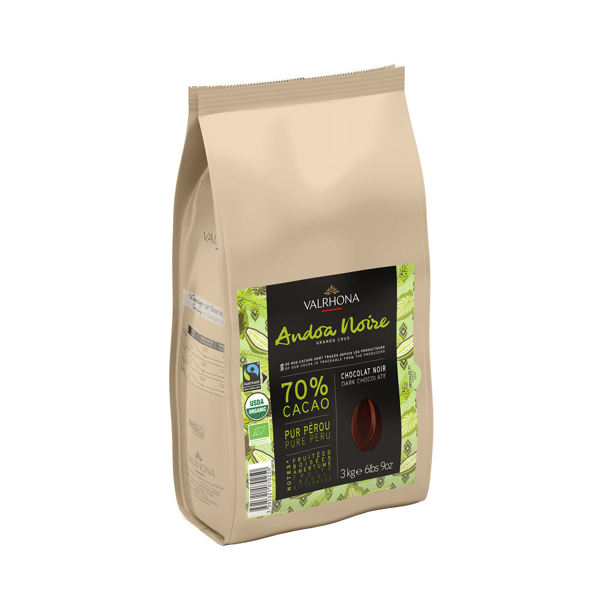 VALRHONA Andoa Noire 70%, Organic Dark Chocolate Couverture