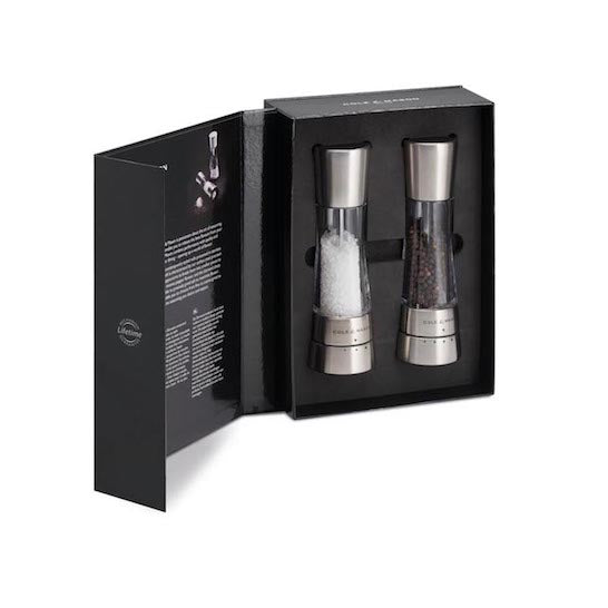 COLE & MASON Derwent Stainless Steel Salt & Pepper Mills Gift Set, 7.5 in (19 cm)