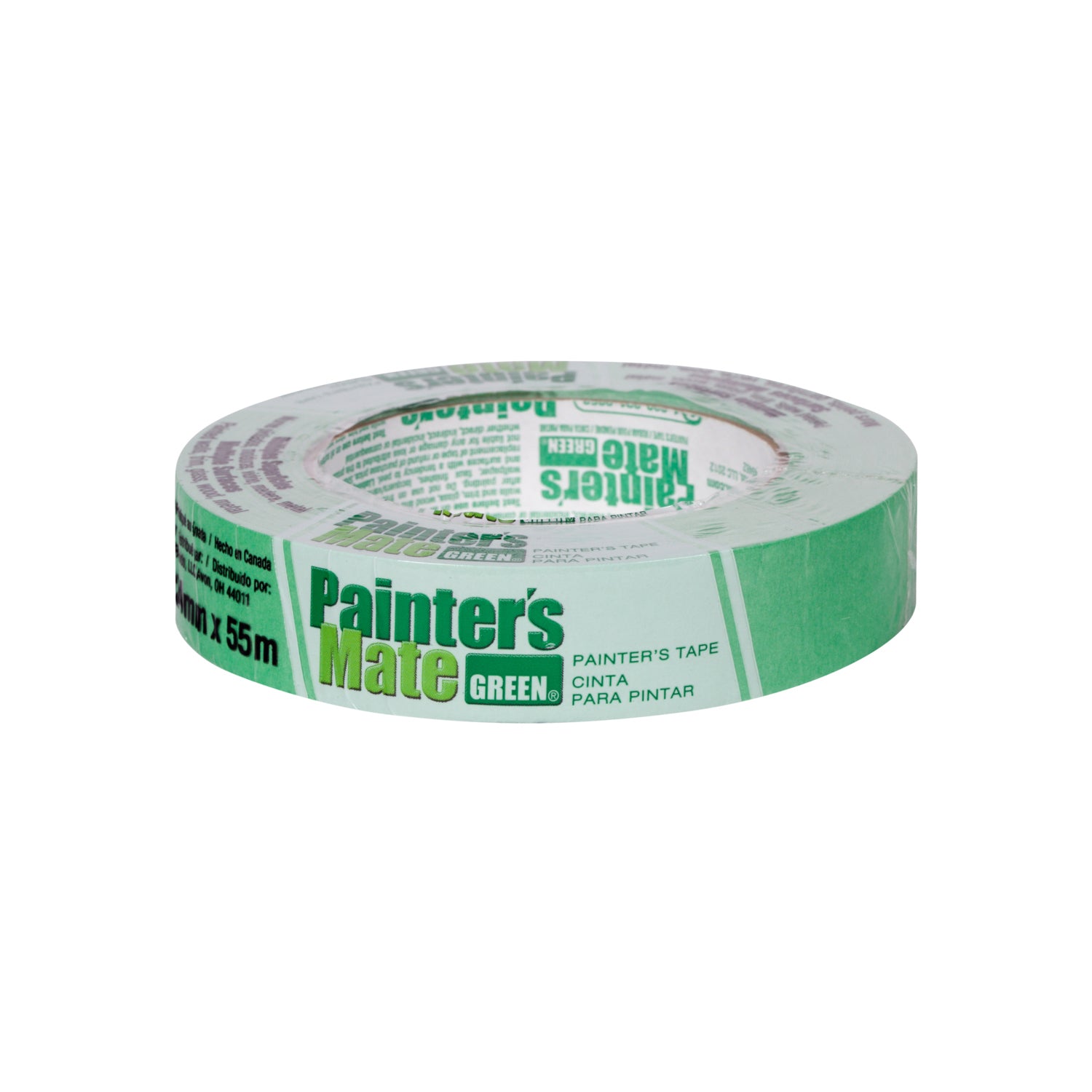 Roll of Painter's Mate Green painter's tape / chef tape on a white background