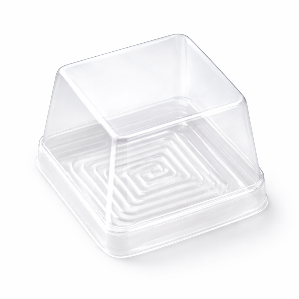 Clear Square Mini Dessert Container with Deep Lid – For Confections & Pastries