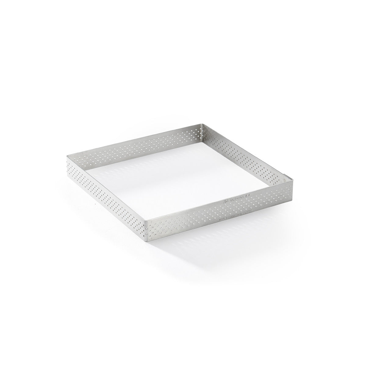 Square De buyer tart ring with perforated design on a white background