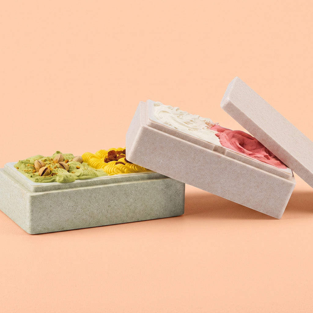 Dual-Compartment Insulated Gelato Takeout Container with Lid – 2 Flavours, 2 × 250g