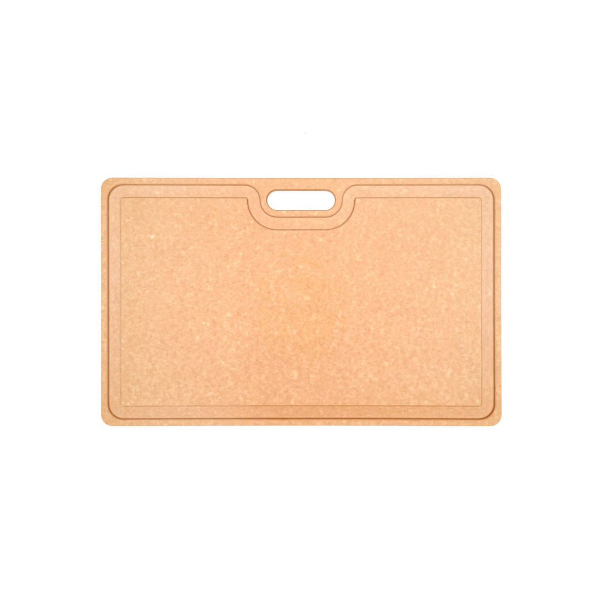 Wooden Epicurean cutting board with a handle on a white background