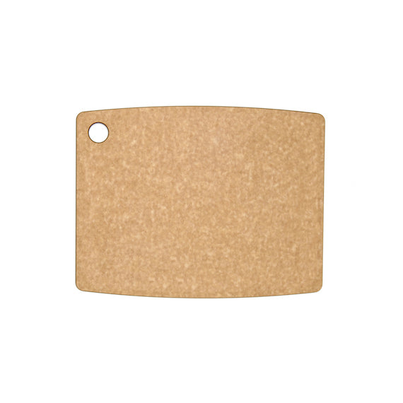 Back of the Epicurean gourmet series cutting board with a round hole on a white background