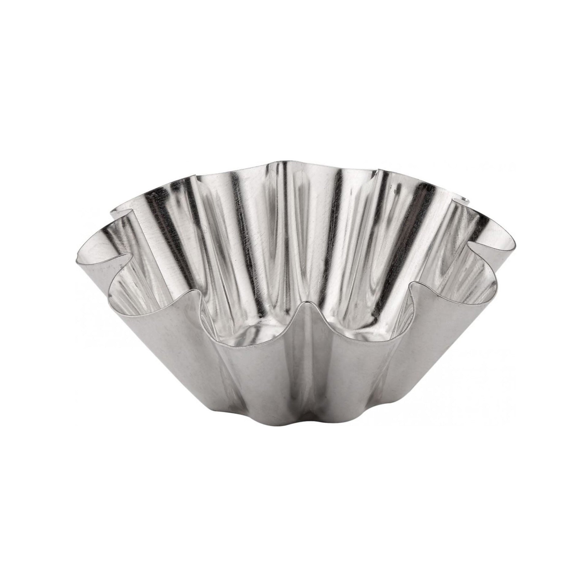 Metallic fluted shell-shaped Gobel brioche mould on a white background