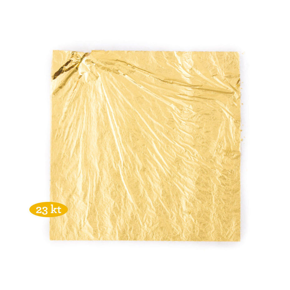 GUSTA SUPPLIES Genuine Edible 23KT Gold Leaves, 86mm Square, 5 Sheets