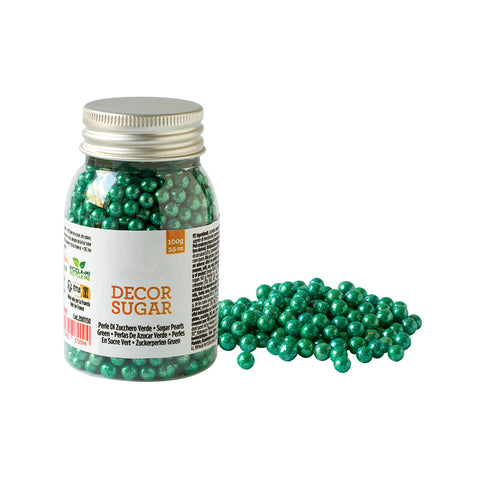 GUSTA SUPPLIES Metallic Green Decorative Sugar Pearls, 5mm