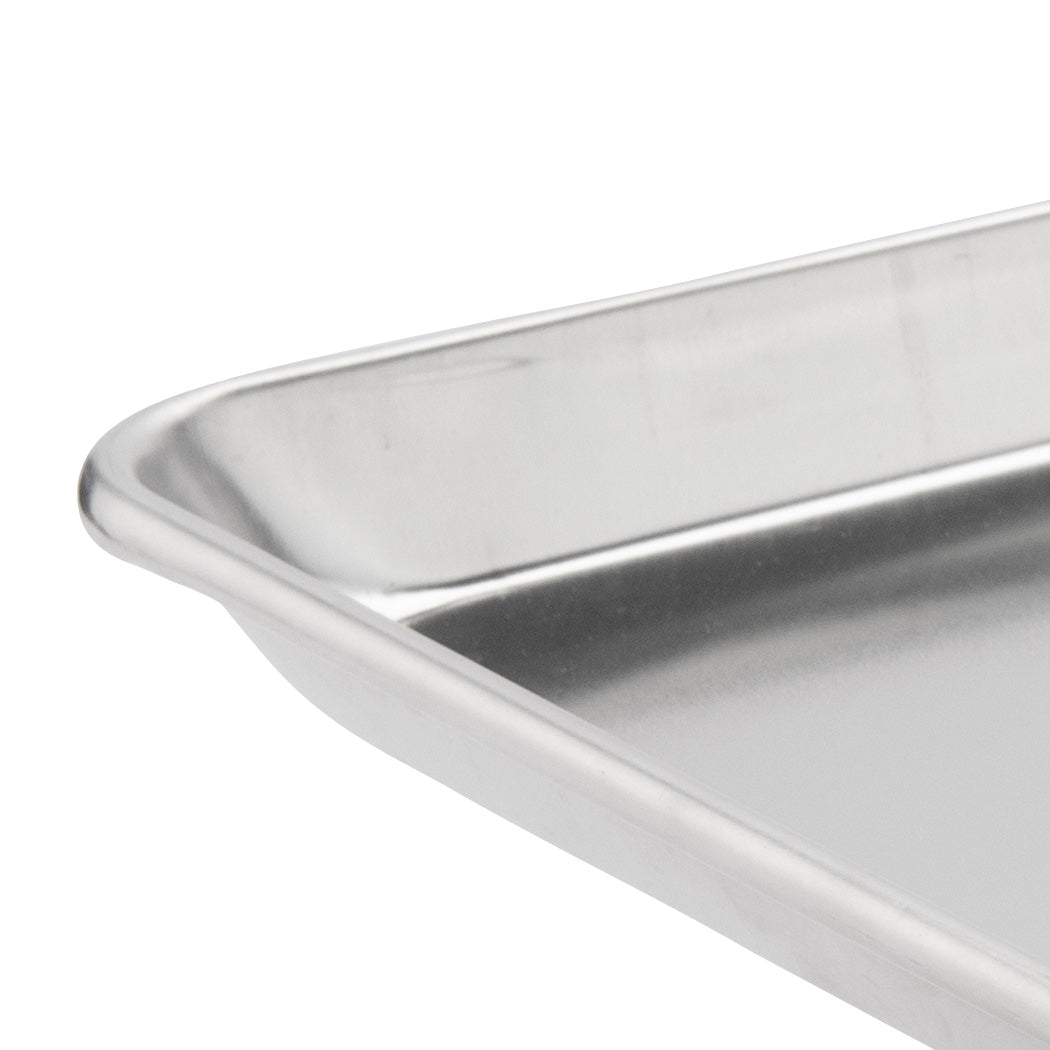 Aluminum baking tray on a white background