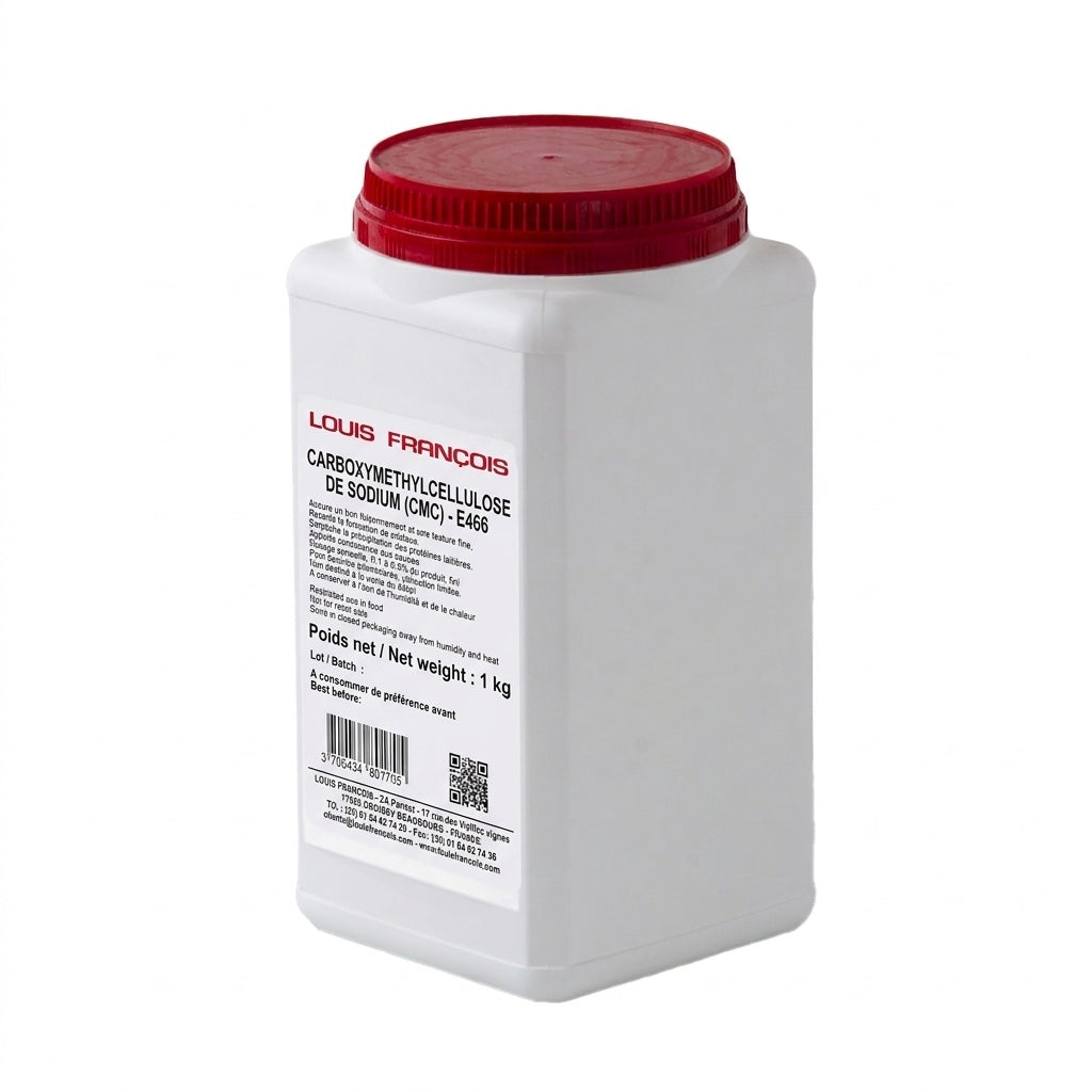 White container with red lid labeled 'Louis Francois CMC' on a white background