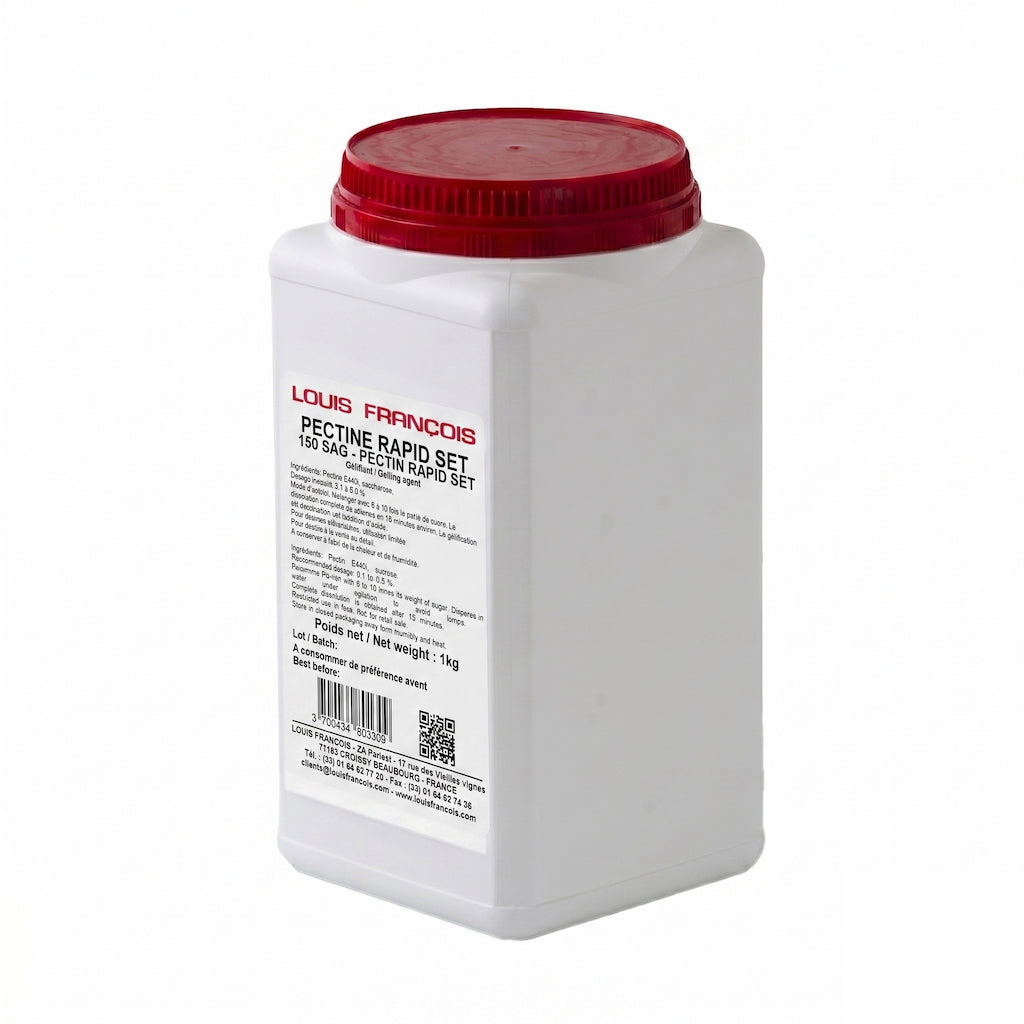 White container with red lid labeled 'Louis Francois Pectine Rapid Set' on a white background
