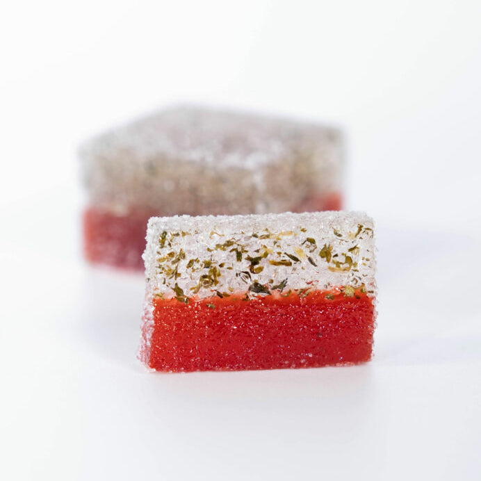 Soft Pate a Fruit with red, white, and green layers on a white background
