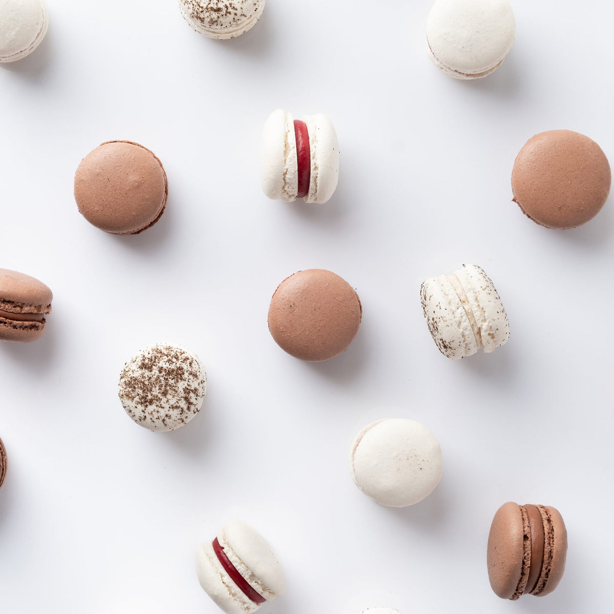 Assorted macarons on a light background