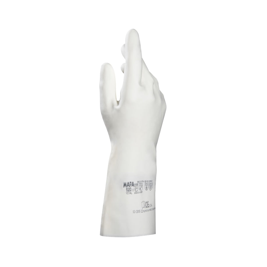 White latex glove on a white background