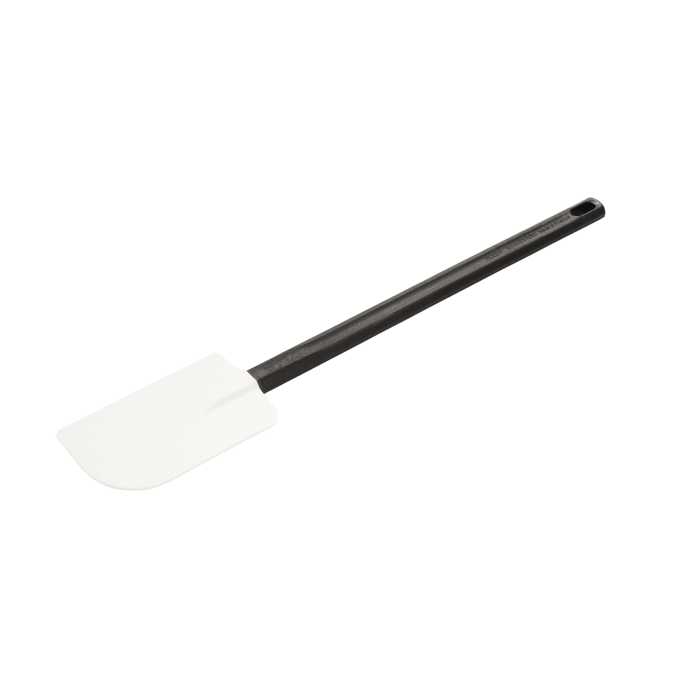 White Matfer spatula with black handle on a white background