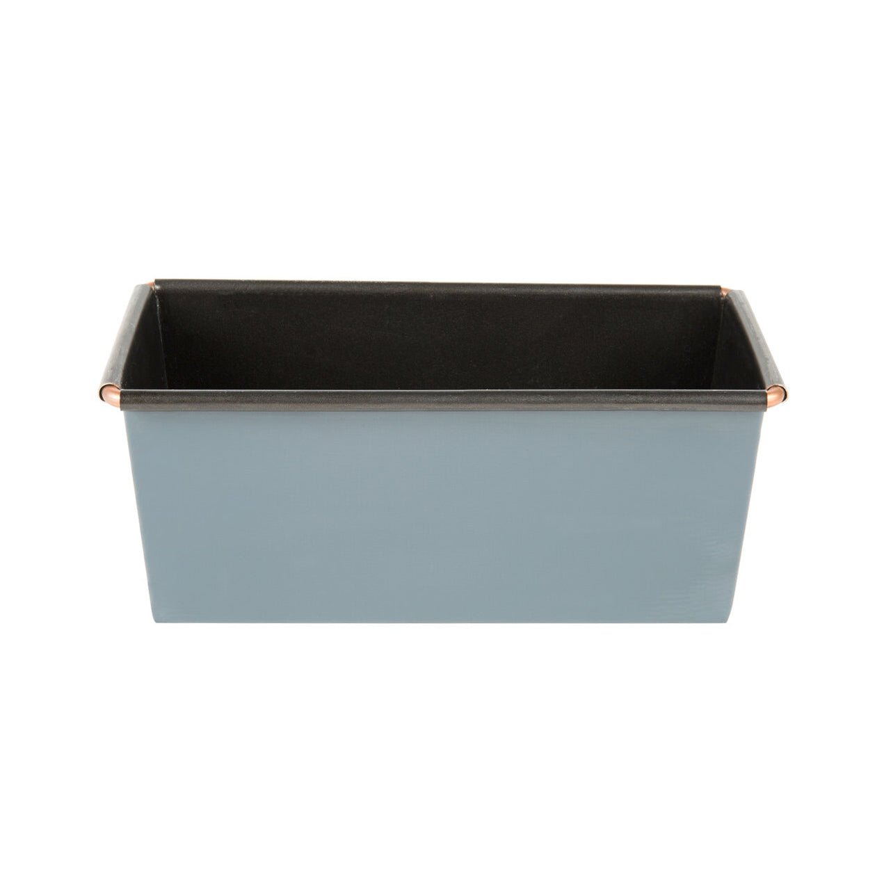 Rectangular Matfer Exoglass bread and cake pan with black interior on a white background
