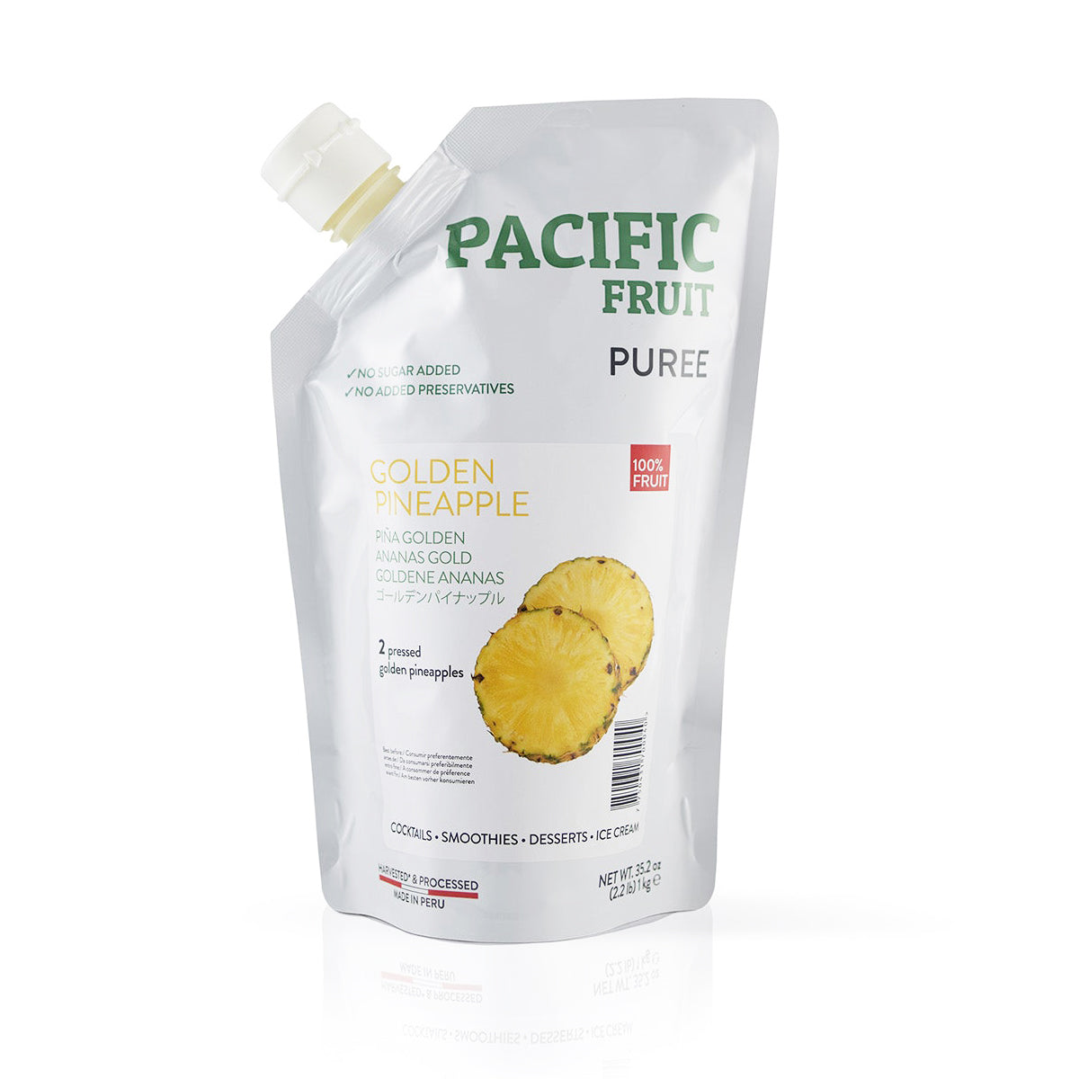 Pacific Fruit Golden Pineapple Puree packaging on a white background