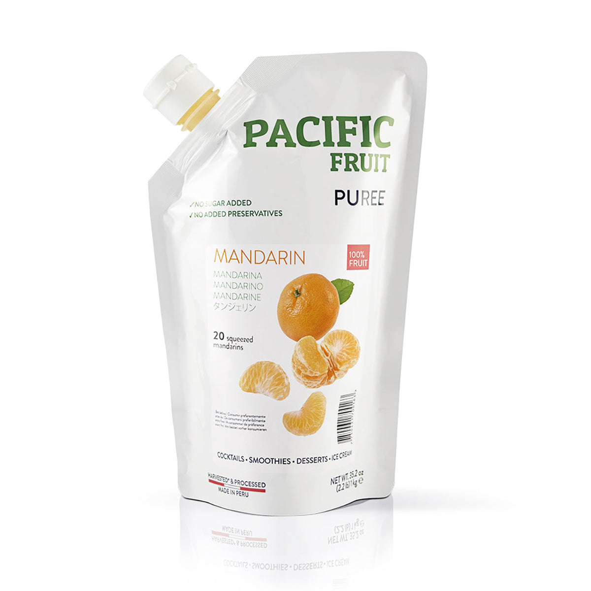 Pacific Fruit Mandarin Puree packaging on a white background