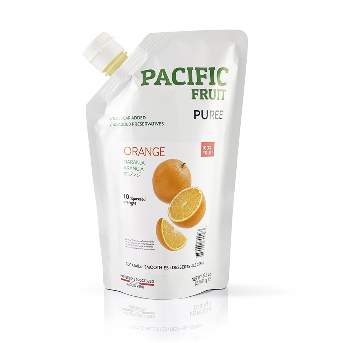 Pacific Fruit Orange Puree packaging on a white background