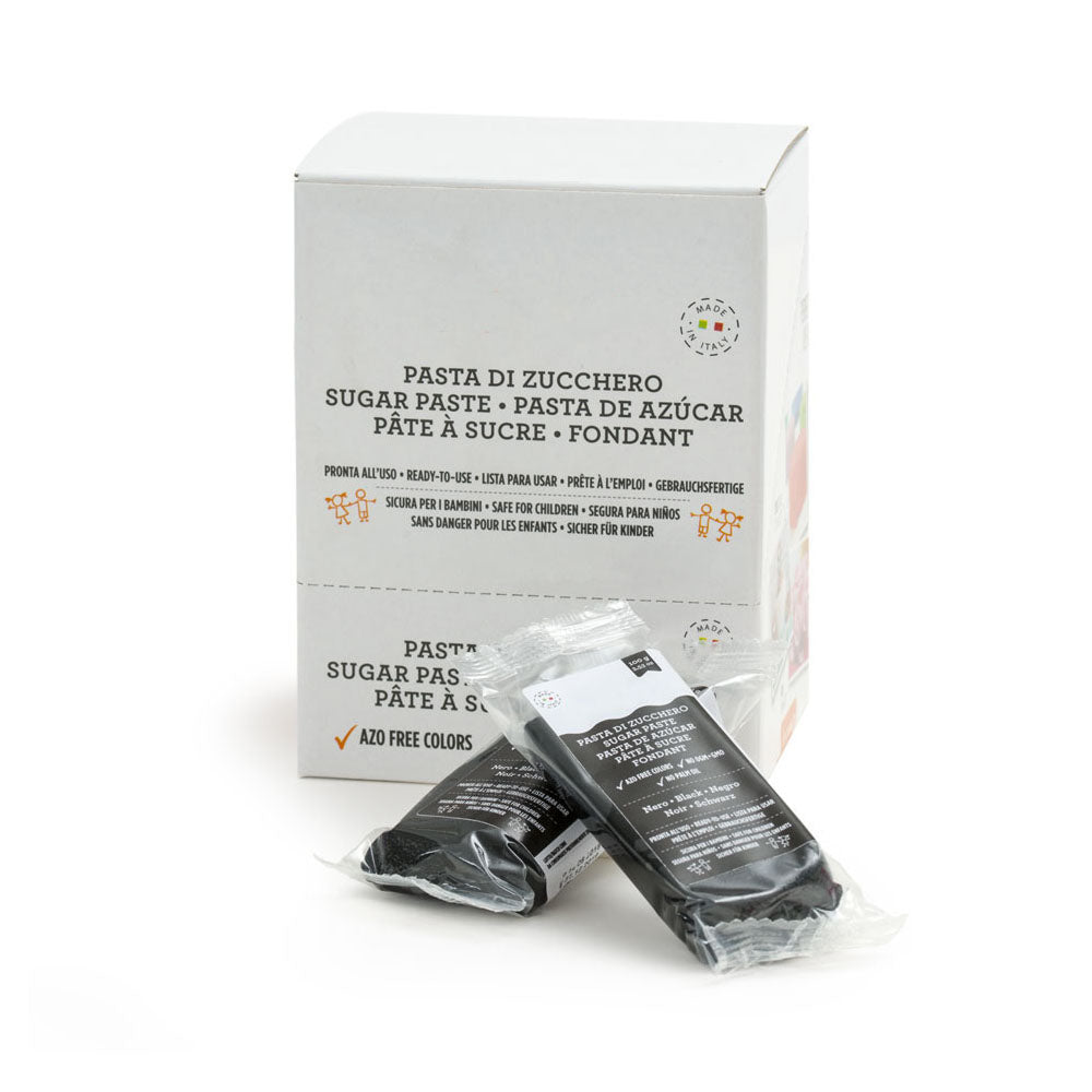 Black rolled fondant by Gusta Supplies for cake decorating, 100g pack