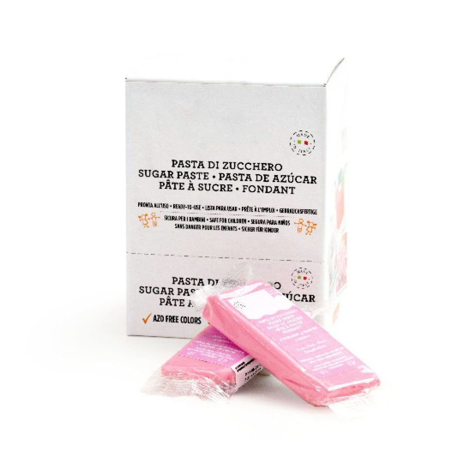 Pink rolled fondant by Gusta Supplies for cake decorating, 100g pack