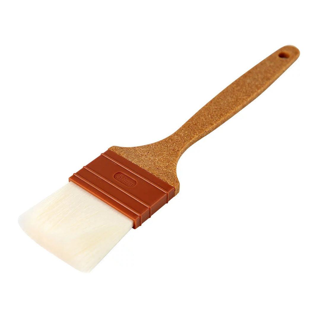 50mm Sanneng basting eco handle brush with wooden handle and white brush head on a white background