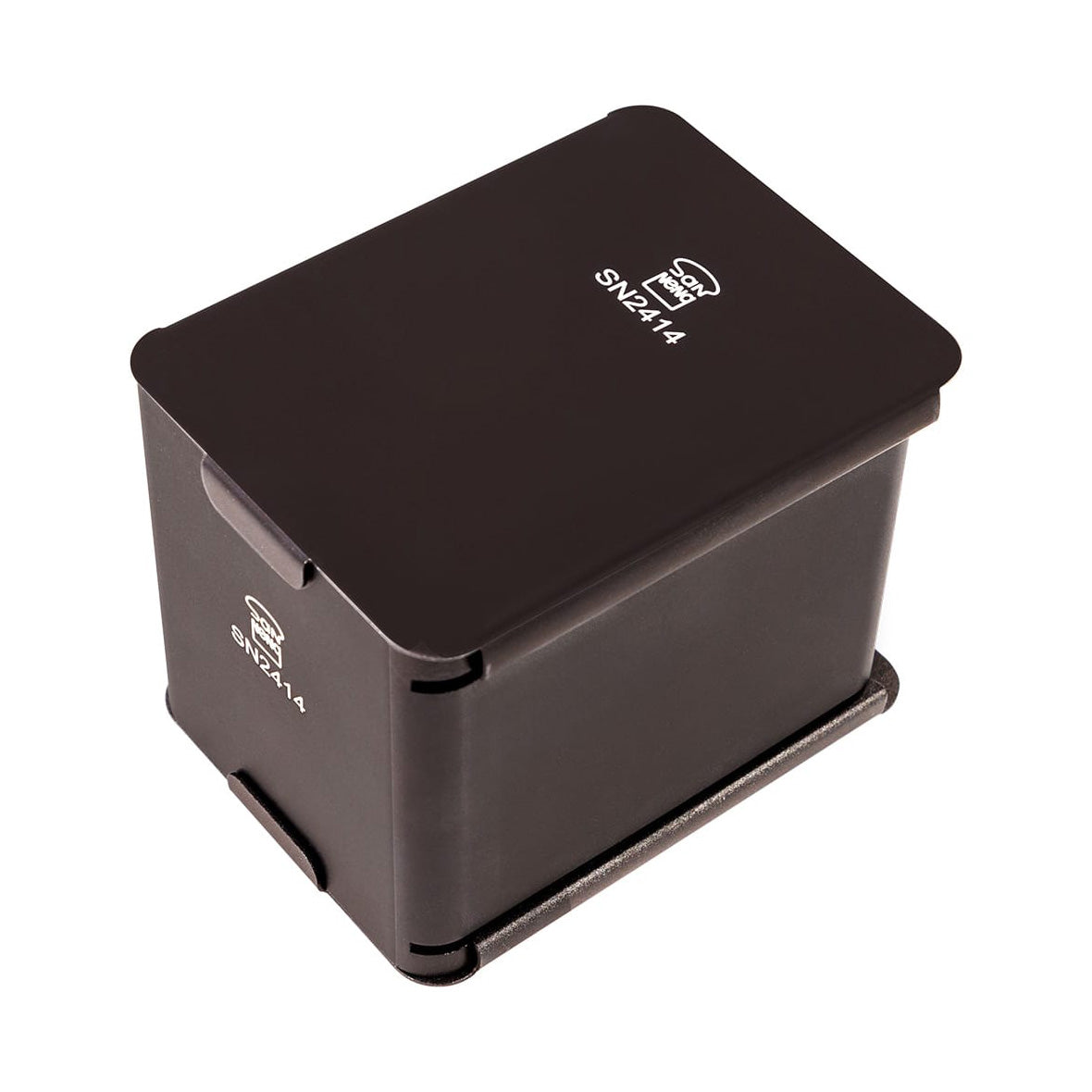 A Sanneng SN2414 cloud shaped shokupan baking pan with a lid, featuring white printed branding and logo on the top and side, set against a plain white background.