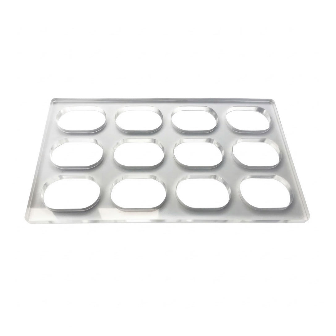 Sanneng Premium Acrylic Dacquoise Template, 12 Oval Cavities