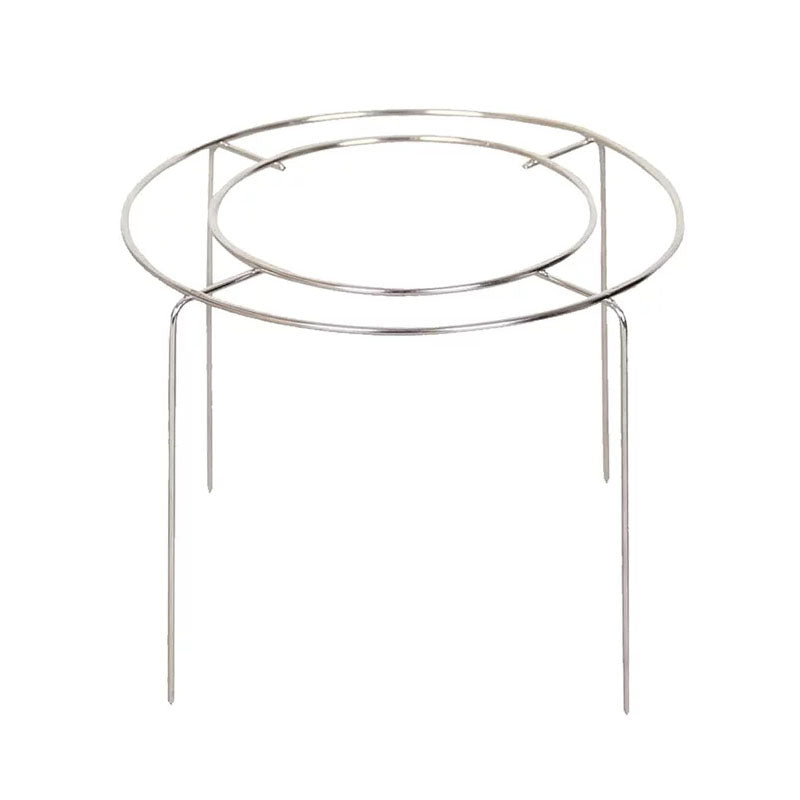 Sanneng stainless steel cake cooling stand with circular top and legs on a white background