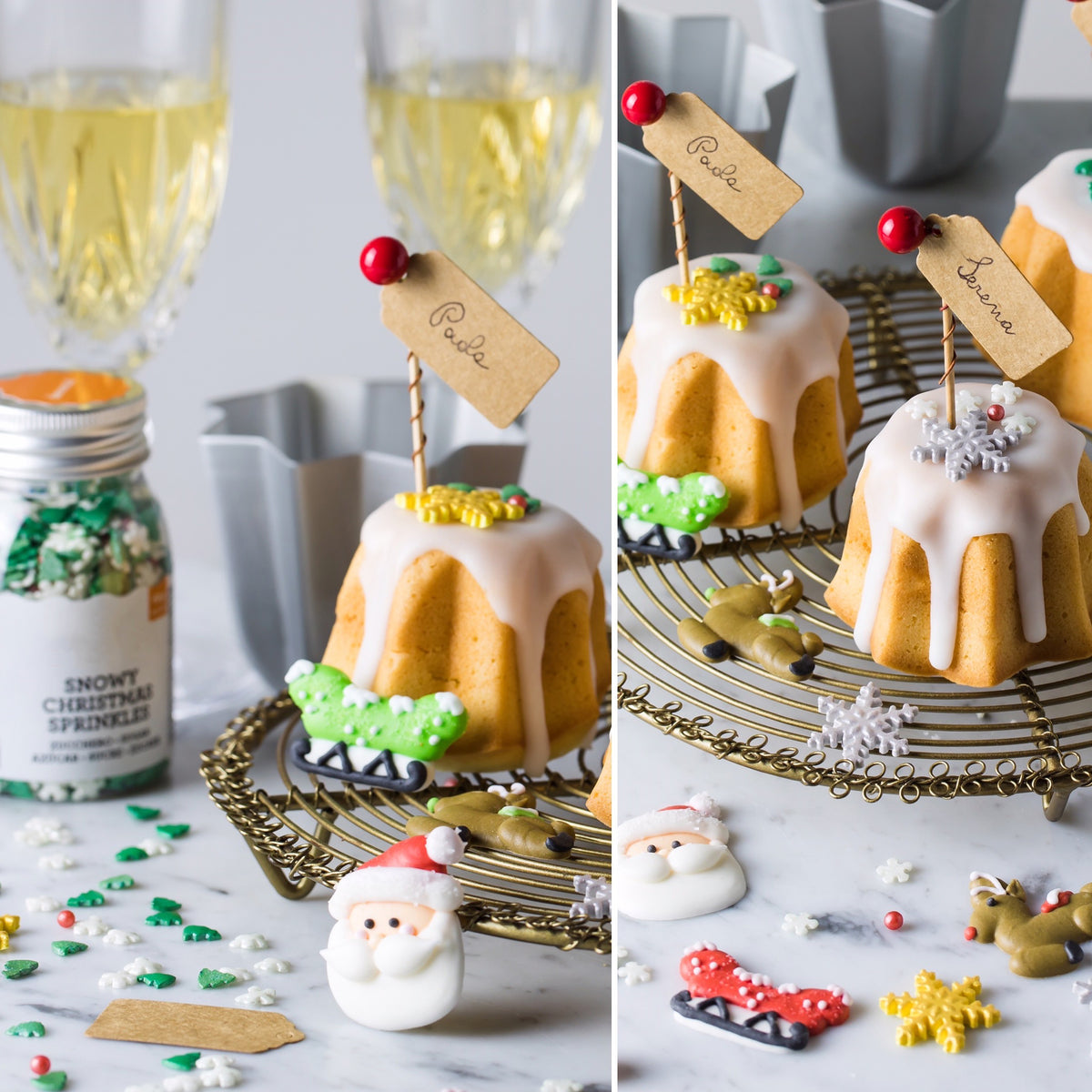 Santa Clause Sugar Decorations by Gusta Supplies – Handmade, 6 pcs