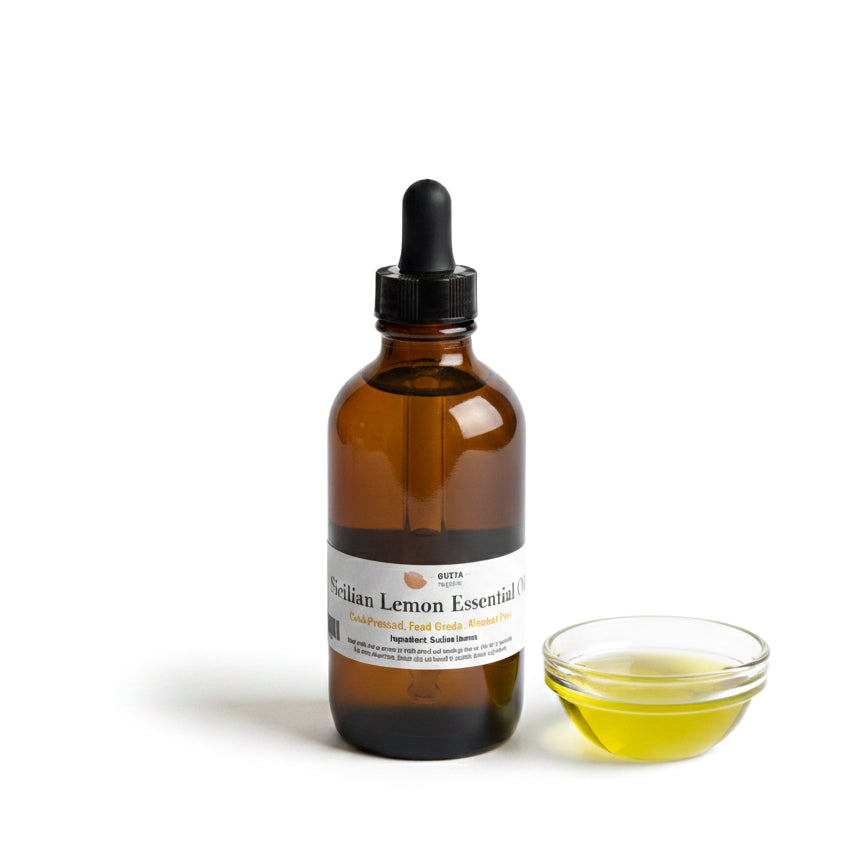 Sicilian Lemon Essential Oil by Gusta Supplies, 100ml – Cold-Pressed, Food Grade, Alcohol-Free