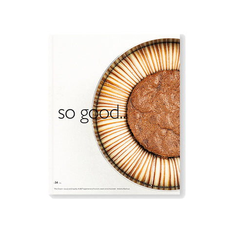 Biscuit in a round cookie cutter with 'so good' text on a white background