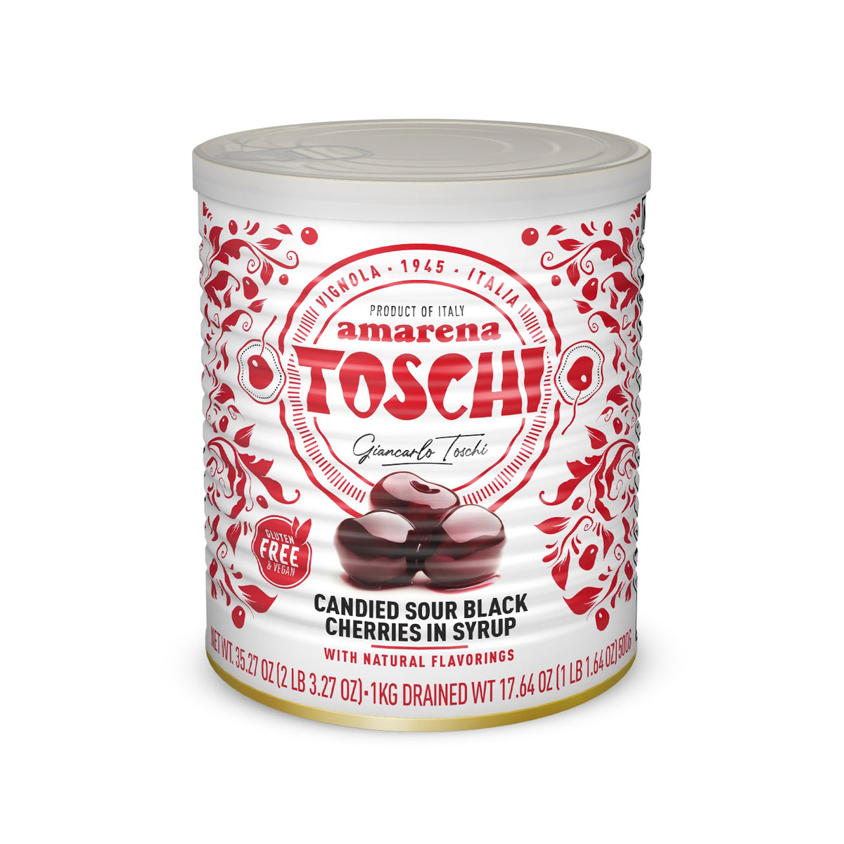 TOSCHI Amarena Candied Sour Black Cherries in Syrup, 1kg