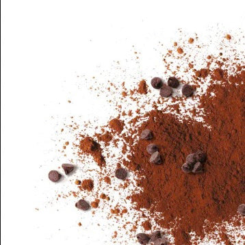 Valrhona Hot Chocolate Mix with chocolate chips on a white background