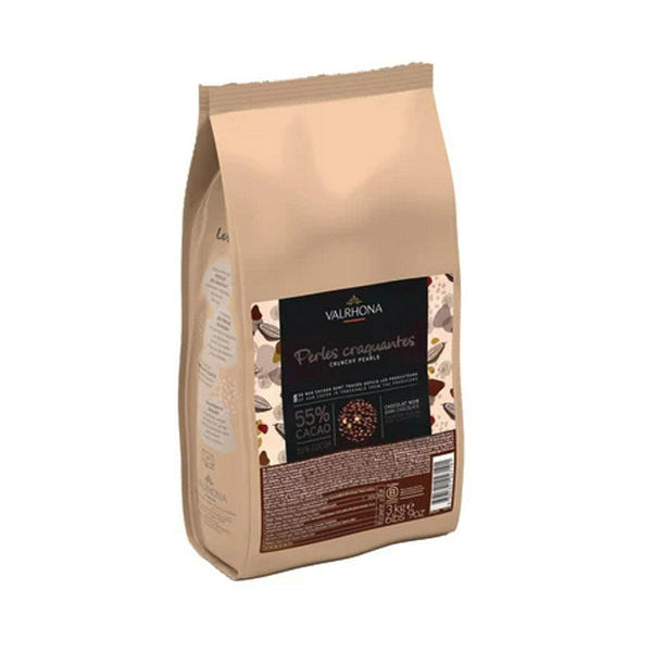 Beige chocolate bag with Valrhona branding on a white background