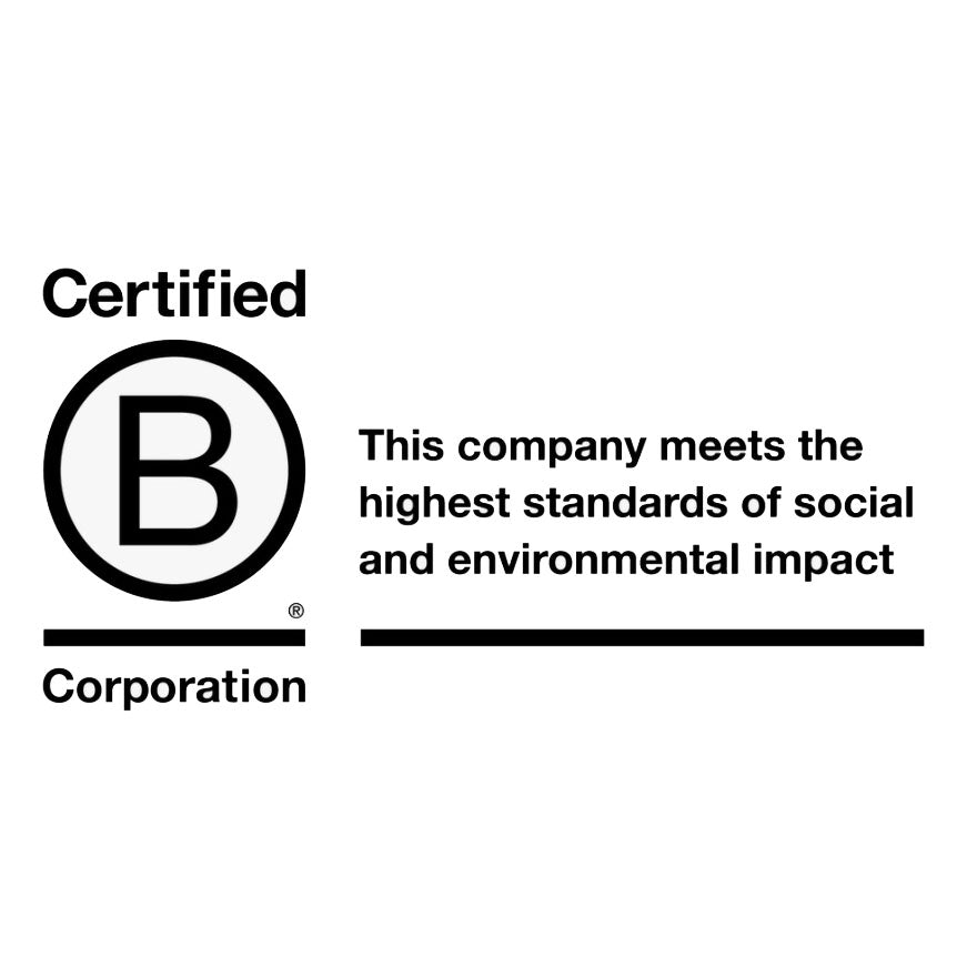 Certified B Corporation logo with text on a white background