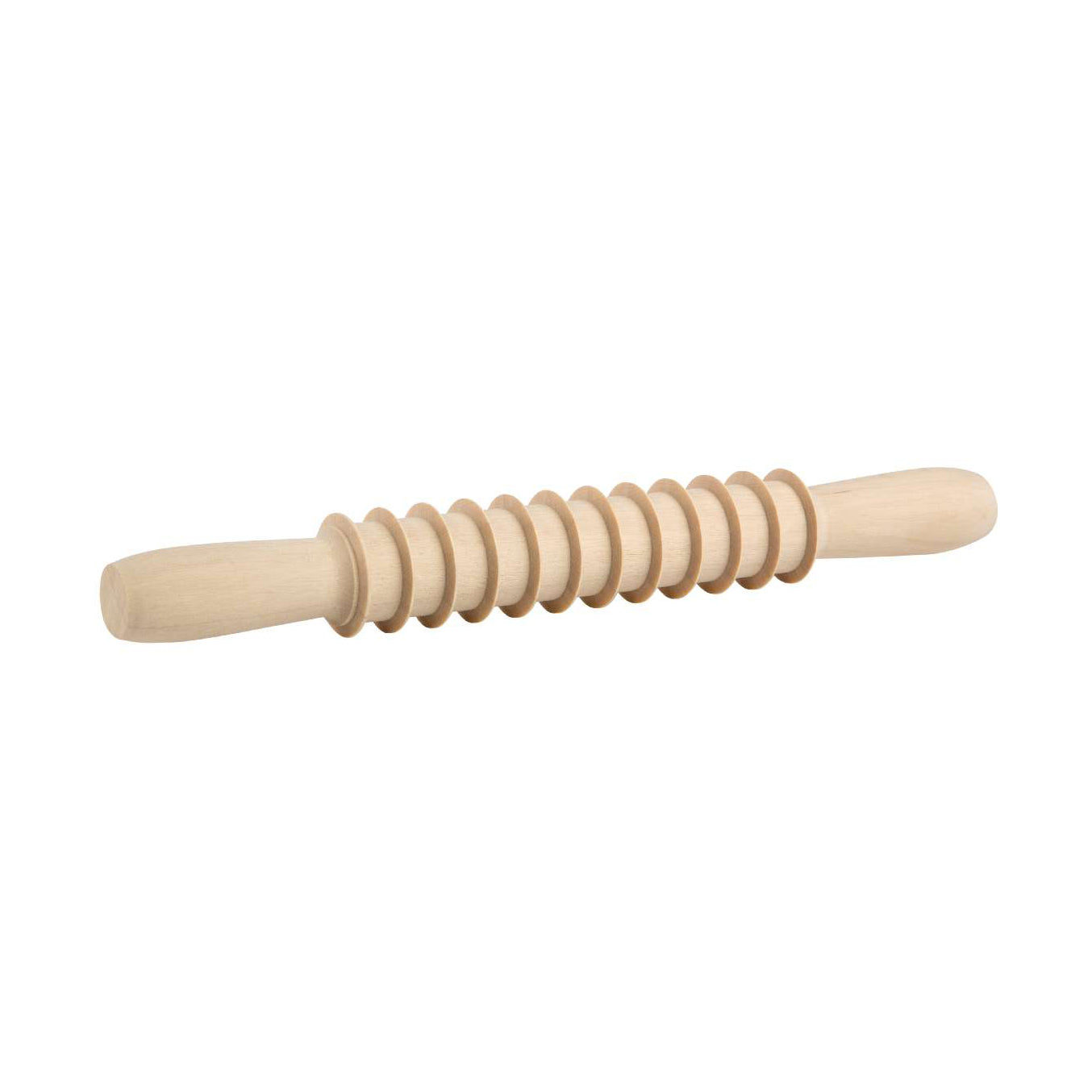 Wooden pappardelle roller on a white background